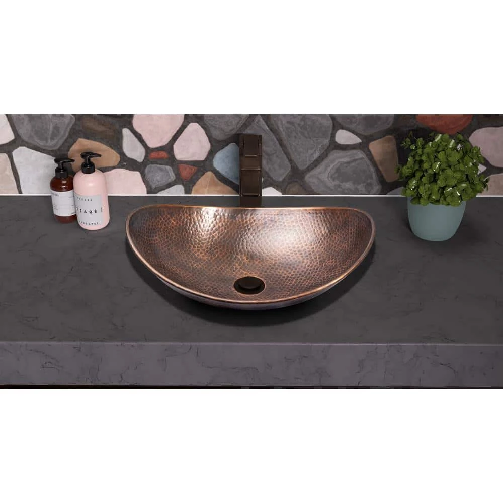 Monarch Abode 19 in. Hand Hammered Harbor Vessel Bathroom Sink in Pure Copper 8 Monarch Abode 19 in. Hand Hammered Harbor Vessel Bathroom Sink in Pure Copper - Image 6