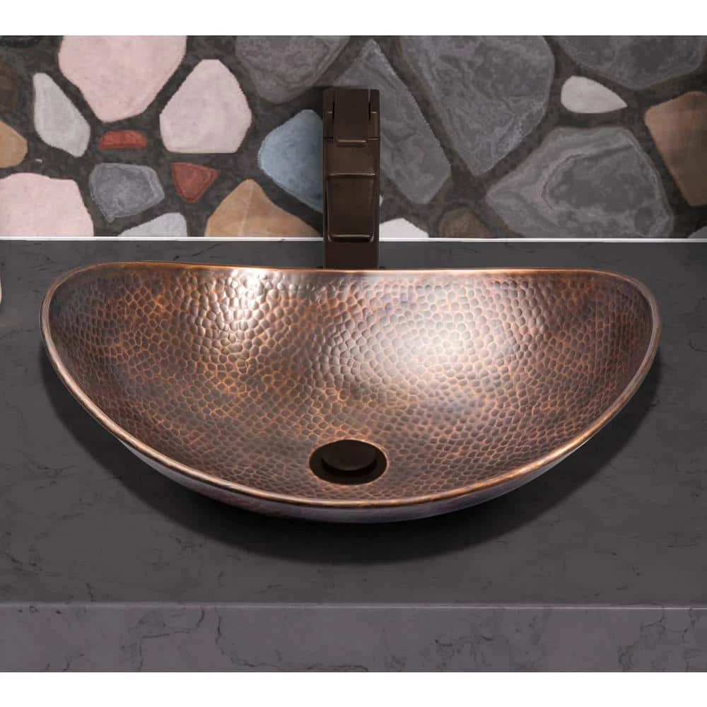 Monarch Abode 19 in. Hand Hammered Harbor Vessel Bathroom Sink in Pure Copper 6 Monarch Abode 19 in. Hand Hammered Harbor Vessel Bathroom Sink in Pure Copper - Image 4