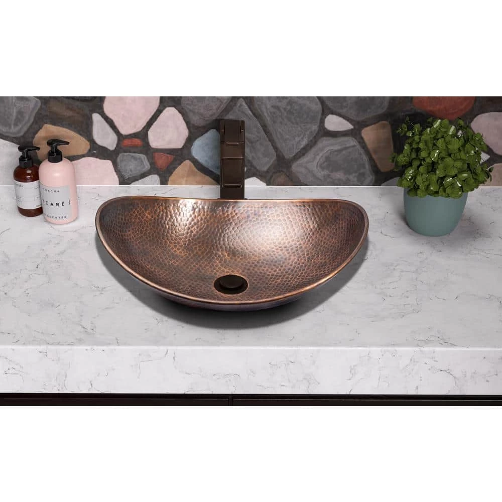 Monarch Abode 19 in. Hand Hammered Harbor Vessel Bathroom Sink in Pure Copper 9 Monarch Abode 19 in. Hand Hammered Harbor Vessel Bathroom Sink in Pure Copper - Image 7