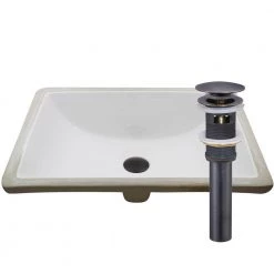 Novatto 20.25 in. Rectangular Undermount Porcelain Bathroom Sink in White with Overflow Drain in Oil Rubbed Bronze