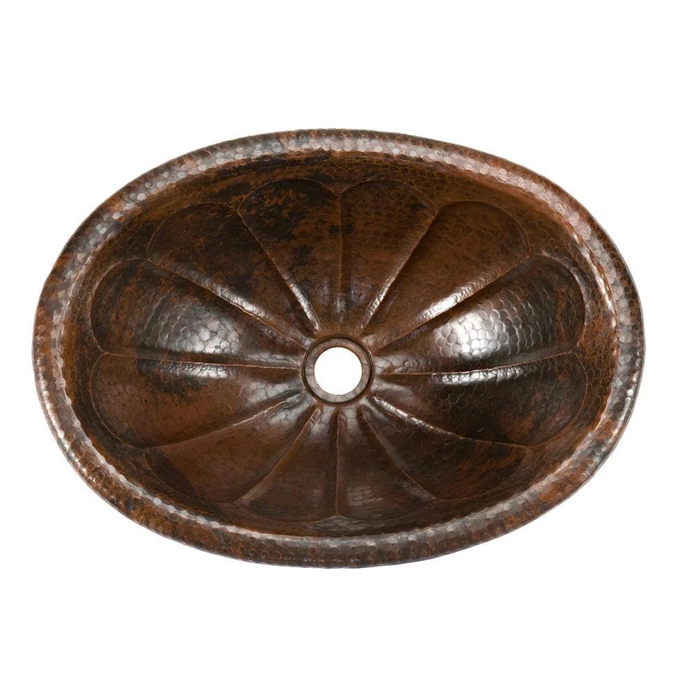 Premier Copper Products All-in-One Oval Sunburst Self Rimming Hammered Copper Bathroom Sink in Oil Rubbed Bronze 5 Premier Copper Products All-in-One Oval Sunburst Self Rimming Hammered Copper Bathroom Sink in Oil Rubbed Bronze - Image 3