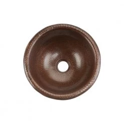 Premier Copper Products All-in-One Small Round Self Rimming Hammered Copper Bathroom Sink in Oil Rubbed Bronze -Bathroom Sinks Sales oil rubbed bronze premier copper products drop in bathroom sinks bsp3 lr12rdb 4f 1000