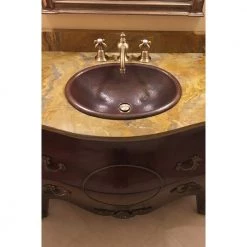 Premier Copper Products Self-Rimming Small Oval Hammered Copper Bathroom Sink in Oil Rubbed Bronze -Bathroom Sinks Sales oil rubbed bronze premier copper products drop in bathroom sinks lo17rdb 1f 1000
