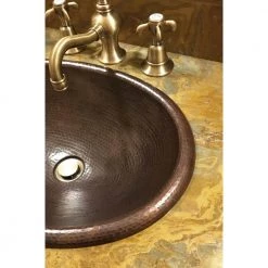 Premier Copper Products Self-Rimming Small Oval Hammered Copper Bathroom Sink in Oil Rubbed Bronze -Bathroom Sinks Sales oil rubbed bronze premier copper products drop in bathroom sinks lo17rdb fa 1000