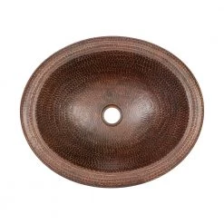 Premier Copper Products Self-Rimming Wide Rim Oval Hammered Copper Bathroom Sink in Oil Rubbed Bronze -Bathroom Sinks Sales oil rubbed bronze premier copper products drop in bathroom sinks lo18rdb 1f 1000