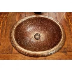Premier Copper Products Self-Rimming Wide Rim Oval Hammered Copper Bathroom Sink in Oil Rubbed Bronze -Bathroom Sinks Sales oil rubbed bronze premier copper products drop in bathroom sinks lo18rdb c3 1000