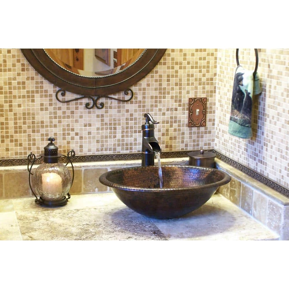Premier Copper Products Self-Rimming Oval Hammered Copper Bathroom Sink in Oil Rubbed Bronze 10 Premier Copper Products Self-Rimming Oval Hammered Copper Bathroom Sink in Oil Rubbed Bronze - Image 8