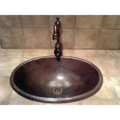 Premier Copper Products Self-Rimming Oval Hammered Copper Bathroom Sink in Oil Rubbed Bronze 15 Premier Copper Products Self-Rimming Oval Hammered Copper Bathroom Sink in Oil Rubbed Bronze -Bathroom Sinks Sales oil rubbed bronze premier copper products drop in bathroom sinks lo19rdb fa 1000