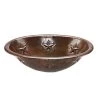 Premier Copper Products Self-Rimming Oval Star Hammered Copper Bathroom Sink in Oil Rubbed Bronze
