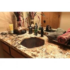 Premier Copper Products Under-Counter Hexagon Hammered Copper Bathroom Sink in Oil Rubbed Bronze -Bathroom Sinks Sales oil rubbed bronze premier copper products undermount bathroom sinks lh15 5db 31 1000