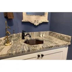 Premier Copper Products Under-Counter Hexagon Hammered Copper Bathroom Sink in Oil Rubbed Bronze -Bathroom Sinks Sales oil rubbed bronze premier copper products undermount bathroom sinks lh15 5db 44 1000