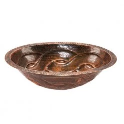 Premier Copper Products Under-Counter Oval Braid Hammered Copper Bathroom Sink in Oil Rubbed Bronze -Bathroom Sinks Sales oil rubbed bronze premier copper products undermount bathroom sinks lo19fbddb 1f 1000