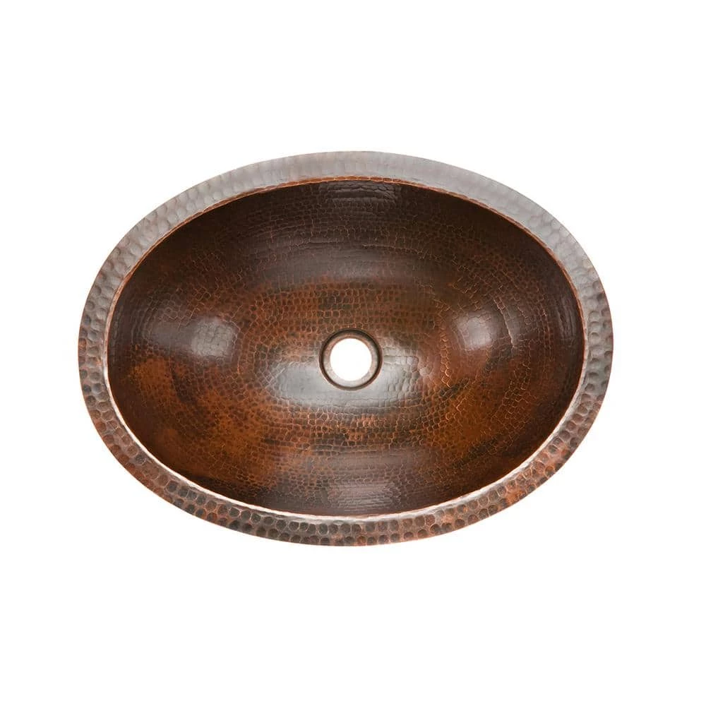 Premier Copper Products Under-Counter Oval Hammered Copper Bathroom Sink in Oil Rubbed Bronze 4 Premier Copper Products Under-Counter Oval Hammered Copper Bathroom Sink in Oil Rubbed Bronze - Image 2