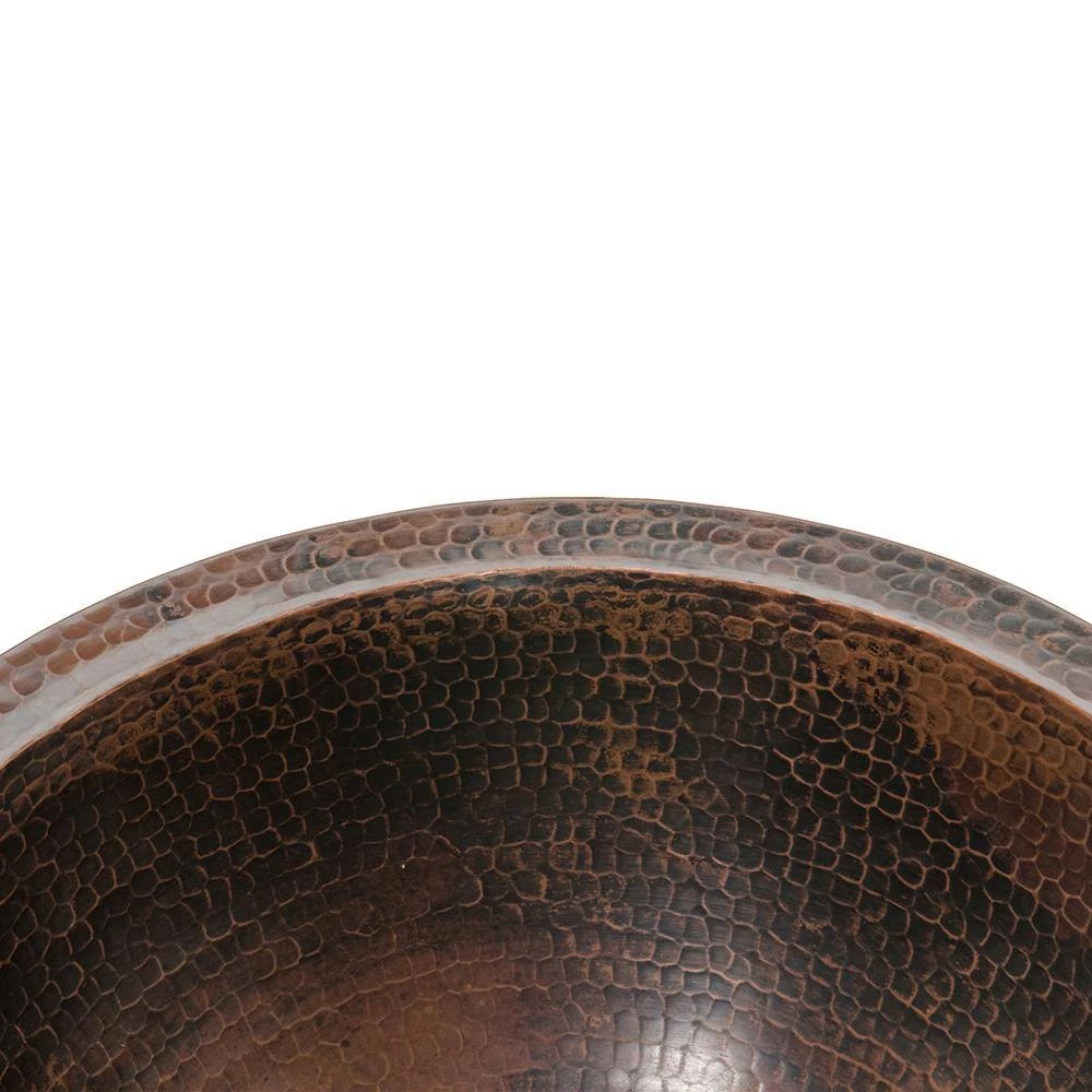 Premier Copper Products Under-Counter Small Round Hammered Copper Bathroom Sink in Oil Rubbed Bronze 5 Premier Copper Products Under-Counter Small Round Hammered Copper Bathroom Sink in Oil Rubbed Bronze - Image 3