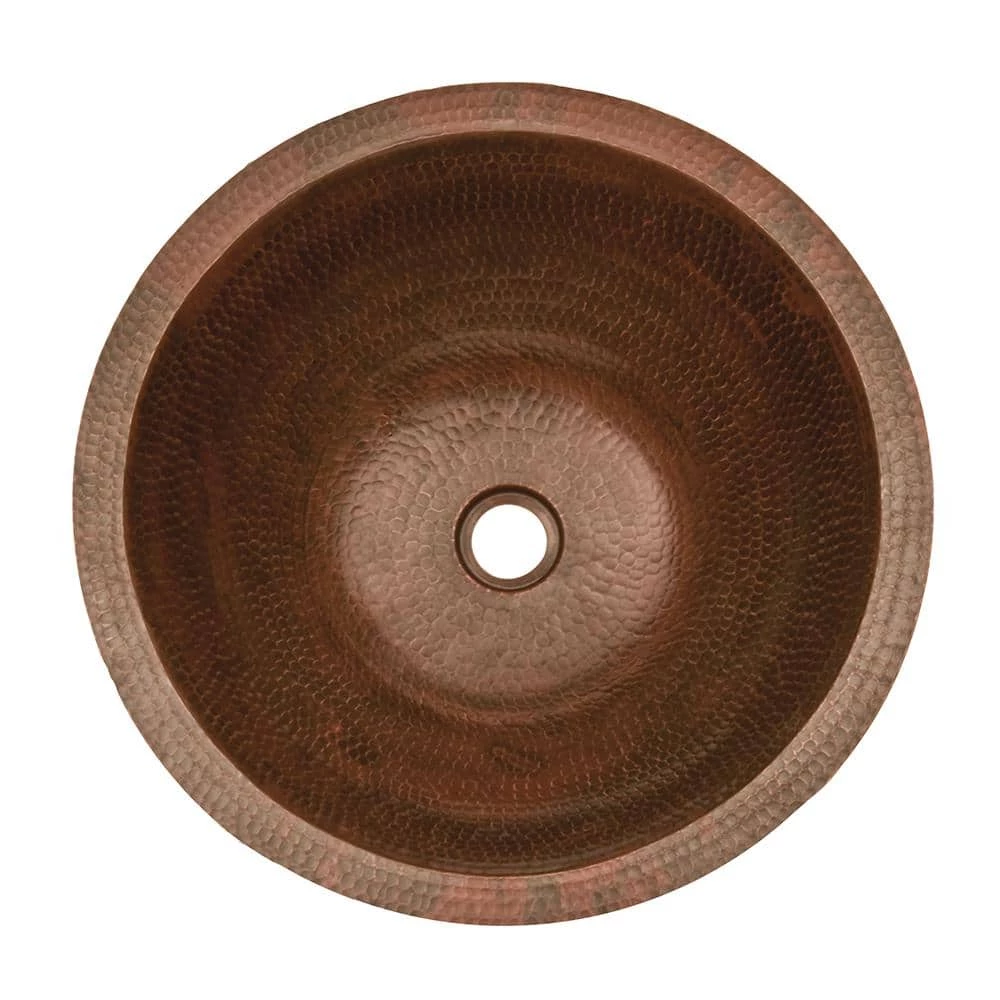 Premier Copper Products Under-Counter Round Hammered Copper Bathroom Sink in Oil Rubbed Bronze 4 Premier Copper Products Under-Counter Round Hammered Copper Bathroom Sink in Oil Rubbed Bronze - Image 2