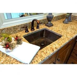 Premier Copper Products Under-Counter Rectangle Hammered Copper Bathroom Sink in Oil Rubbed Bronze