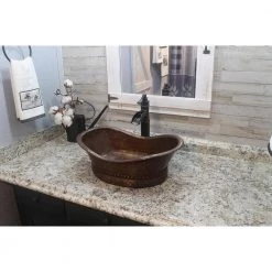 Premier Copper Products Bath Tub Hammered Copper Vessel Sink in Oil Rubbed Bronze -Bathroom Sinks Sales oil rubbed bronze premier copper products vessel sinks vbt20db 76 1000