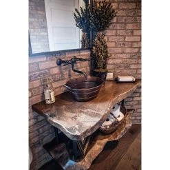 Premier Copper Products Oval Bucket Hammered Copper Vessel Sink with Handles in Oil Rubbed Bronze