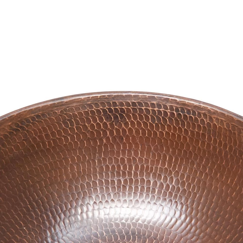 Premier Copper Products Round Wired Rimmed Hammered Copper Vessel Sink in Oil Rubbed Bronze 6 Premier Copper Products Round Wired Rimmed Hammered Copper Vessel Sink in Oil Rubbed Bronze - Image 4