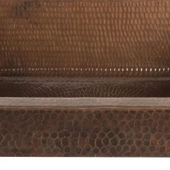 Premier Copper Products Rectangle Skirted Hammered Copper Vessel Sink in Oil Rubbed Bronze -Bathroom Sinks Sales oil rubbed bronze premier copper products vessel sinks vrec17skdb 4f 1000