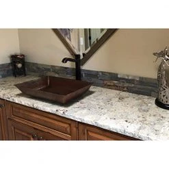 Premier Copper Products Rectangle 20 in. Hammered Copper Vessel Sink in Oil Rubbed Bronze -Bathroom Sinks Sales oil rubbed bronze premier copper products vessel sinks vrec2014db fa 1000