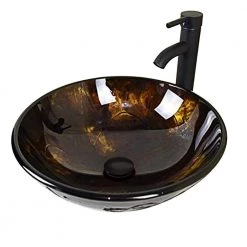 Taholi 5.5 in. Sink Basin in Oil Rubbed Bronze Glass
