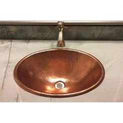 Premier Copper Products Drop-In Oval Hammered Copper 19 in. Bathroom Sink in Polished Copper -Bathroom Sinks Sales polished copper premier copper products drop in bathroom sinks lo19rpc 31 1000