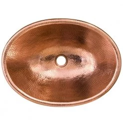 Premier Copper Products Drop-In Oval Hammered Copper 19 in. Bathroom Sink in Polished Copper -Bathroom Sinks Sales polished copper premier copper products drop in bathroom sinks lo19rpc 4f 1000
