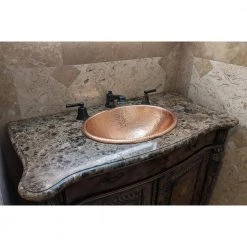 Premier Copper Products Drop-In Oval Hammered Copper 19 in. Bathroom Sink in Polished Copper -Bathroom Sinks Sales polished copper premier copper products drop in bathroom sinks lo19rpc 76 1000