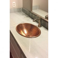 Premier Copper Products Drop-In Oval Hammered Copper 19 in. Bathroom Sink in Polished Copper -Bathroom Sinks Sales polished copper premier copper products drop in bathroom sinks lo19rpc fa 1000