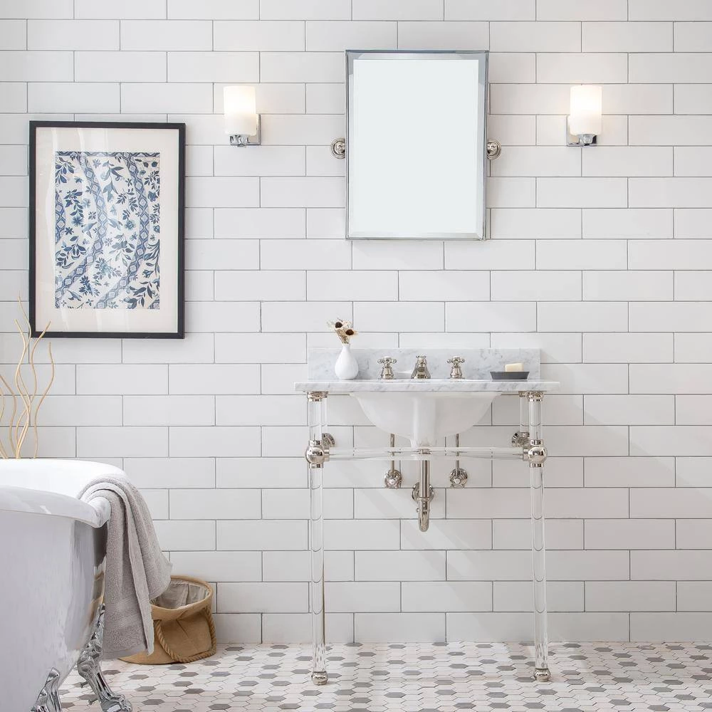 Water Creation Empire 30 in. Acrylic Wash Stand Legs with Polished Nickel Connectors 6 Water Creation Empire 30 in. Acrylic Wash Stand Legs with Polished Nickel Connectors - Image 4