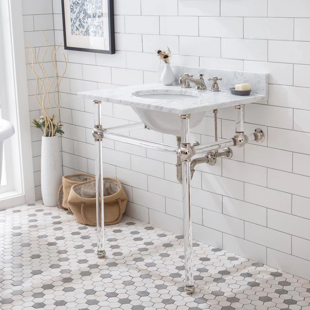 Water Creation Empire 30 in. Acrylic Wash Stand Legs with Polished Nickel Connectors 4 Water Creation Empire 30 in. Acrylic Wash Stand Legs with Polished Nickel Connectors - Image 2