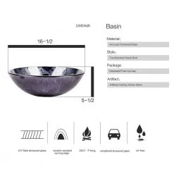 Cadeninc Bathroom Artistic Tempered Glass Round Vessel Sink with Oil Rubber Bronze Faucet and Pop up drain Combo -Bathroom Sinks Sales purple cadeninc vessel sinks ly lqfxbg 002 4f 1000