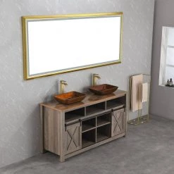 Interbath Russet Glass Rectangular Vessel Bathroom Sink Set in brown and amber Fusion Finish with Faucet and gold Pop Up Drain -Bathroom Sinks Sales russet interbath vessel sinks itb114zg04 31 1000