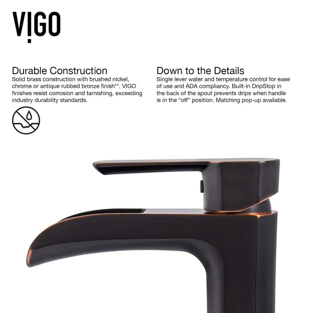 VIGO Glass Round Vessel Bathroom Sink in Russet Brown with Niko Faucet and Pop-Up Drain in Antique Rubbed Bronze 13 VIGO Glass Round Vessel Bathroom Sink in Russet Brown with Niko Faucet and Pop-Up Drain in Antique Rubbed Bronze - Image 11