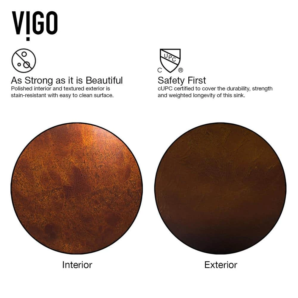 VIGO Glass Round Vessel Bathroom Sink in Russet Brown with Niko Faucet and Pop-Up Drain in Antique Rubbed Bronze 8 VIGO Glass Round Vessel Bathroom Sink in Russet Brown with Niko Faucet and Pop-Up Drain in Antique Rubbed Bronze - Image 6