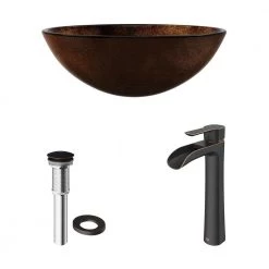 VIGO Glass Round Vessel Bathroom Sink in Russet Brown with Niko Faucet and Pop-Up Drain in Antique Rubbed Bronze 19 VIGO Glass Round Vessel Bathroom Sink in Russet Brown with Niko Faucet and Pop-Up Drain in Antique Rubbed Bronze -Bathroom Sinks Sales russet vigo vessel sinks vgt1077 a0 1000