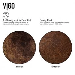 VIGO Glass Round Vessel Bathroom Sink in Russet Brown with Linus Faucet and Pop-Up Drain in Antique Rubbed Bronze -Bathroom Sinks Sales russet vigo vessel sinks vgt504 66 1000