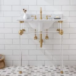 Water Creation Empire 30 in. Acrylic Wash Stand Legs with Satin Brass Connectors -Bathroom Sinks Sales satin brass water creation console sinks ep30a 0600 1f 1000