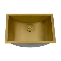 Ruvati Ariaso 16 in. x 11 in. Bathroom Sink Undermount Gold Polished Brass Stainless Steel -Bathroom Sinks Sales satin gold finish ruvati undermount bathroom sinks rvh6107gg 4f 1000