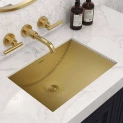 Ruvati Ariaso 16 in. x 11 in. Bathroom Sink Undermount Gold Polished Brass Stainless Steel -Bathroom Sinks Sales satin gold finish ruvati undermount bathroom sinks rvh6107gg d4 1000