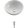 KRAUS Soft Round Ceramic Vessel Bathroom Sink in White with Pop Up Drain in Satin Nickel -Bathroom Sinks Sales satin nickel kraus vessel sinks kcv 141 sn 64 1000