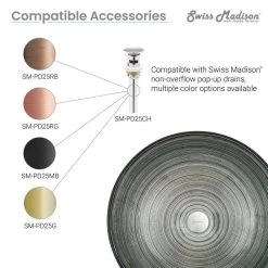 Swiss Madison Cascade Vessel Sink in Smoky Grey with Faucet -Bathroom Sinks Sales smoky grey swiss madison vessel sinks sm vsf260 44 1000