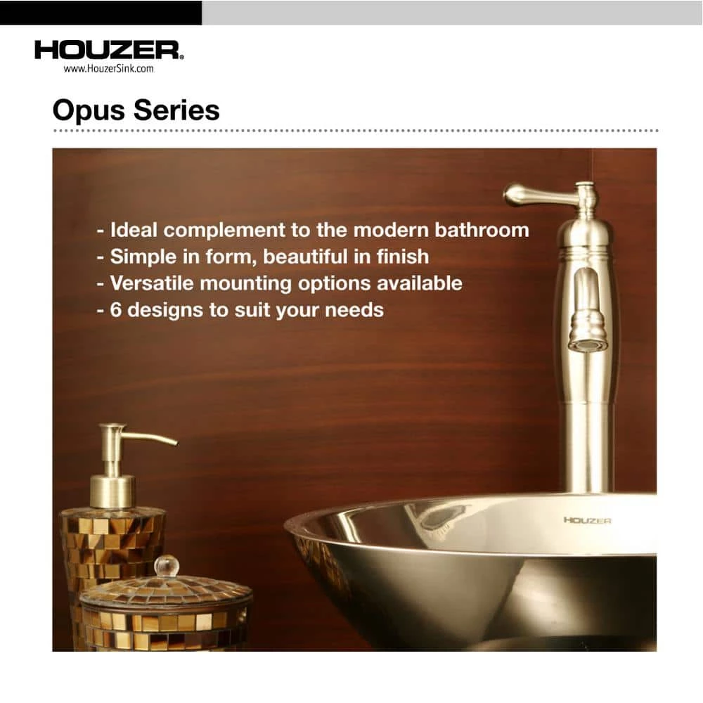 HOUZER Opus Series 13.6 in. Top Mount Single Bowl Lavatory Sink with Overflow in Stainless Steel 7 HOUZER Opus Series 13.6 in. Top Mount Single Bowl Lavatory Sink with Overflow in Stainless Steel - Image 5