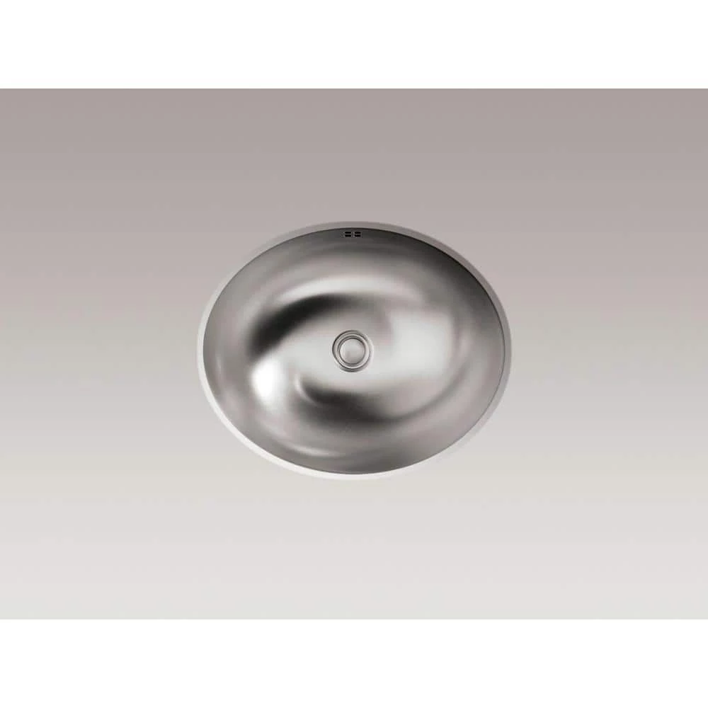 KOHLER Bachata Undermount Stainless Steel Bathroom Sink in Stainless Steel with Luster 4 KOHLER Bachata Undermount Stainless Steel Bathroom Sink in Stainless Steel with Luster - Image 2