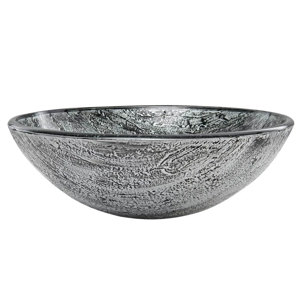 VIGO Glass Round Vessel Bathroom Sink in Titanium Gray 7 VIGO Glass Round Vessel Bathroom Sink in Titanium Gray - Image 5