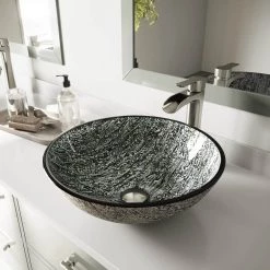 VIGO Glass Round Vessel Bathroom Sink in Titanium Gray 11 VIGO Glass Round Vessel Bathroom Sink in Titanium Gray -Bathroom Sinks Sales titanium vigo vessel sinks vg07050 40 1000