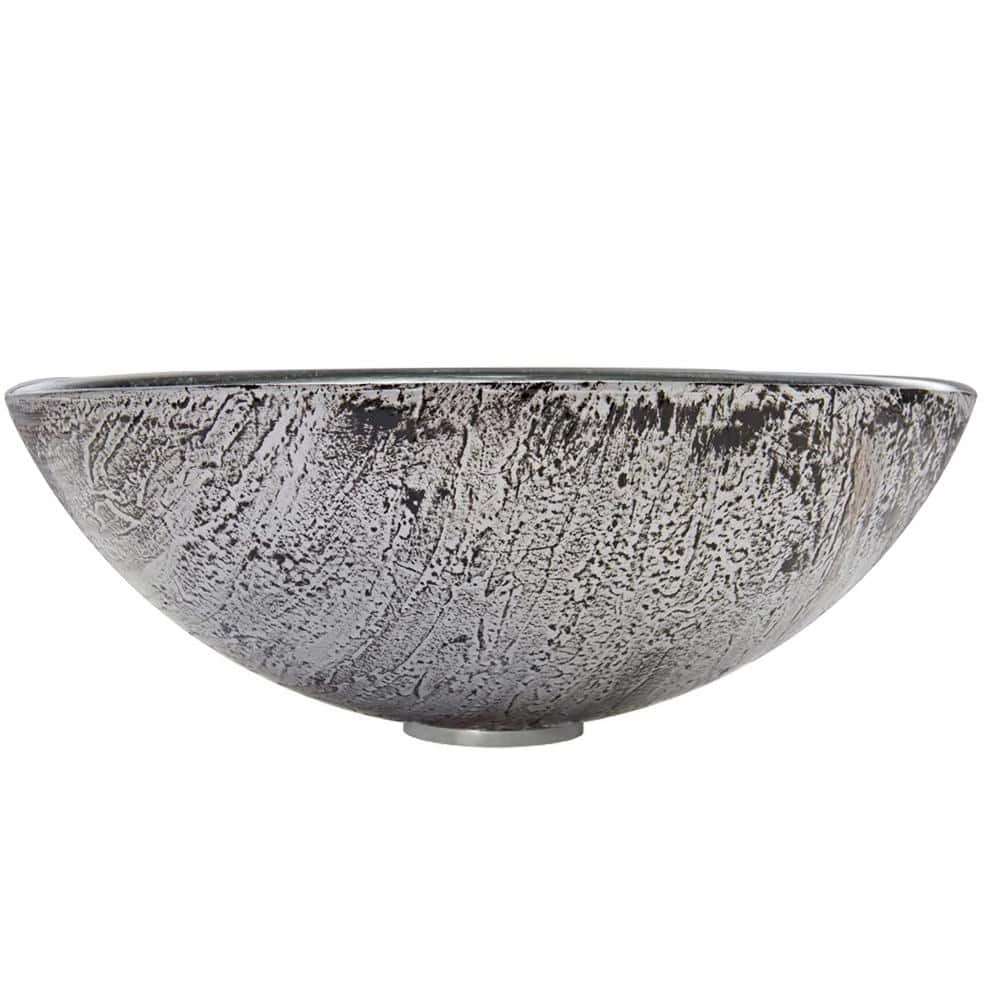 VIGO Glass Round Vessel Bathroom Sink in Titanium Gray 8 VIGO Glass Round Vessel Bathroom Sink in Titanium Gray - Image 6