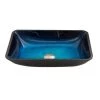VIGO Glass Rectangular Vessel Bathroom Sink in Turquoise Blue