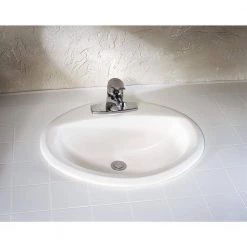 American Standard Aqualyn Extra Left Hand Hole Countertop Bathroom Sink with 4 in. Faucet Holes in White -Bathroom Sinks Sales white american standard drop in bathroom sinks 0475035 020 1f 1000